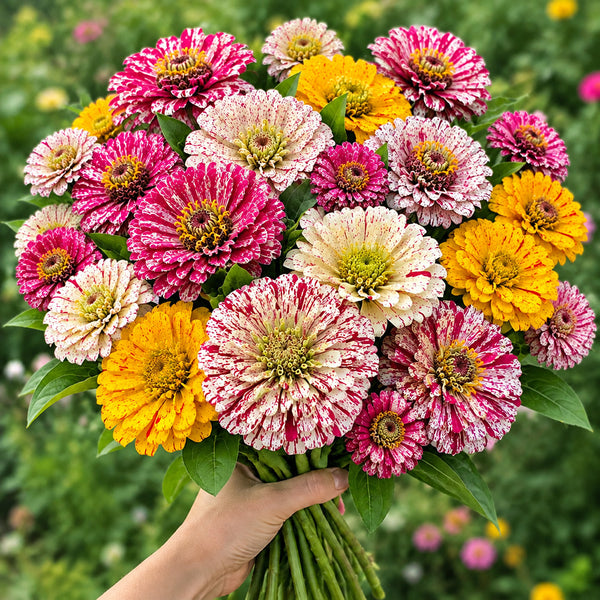 W1354 Peppermint Stick Zinnia Mix, 100 Seeds
