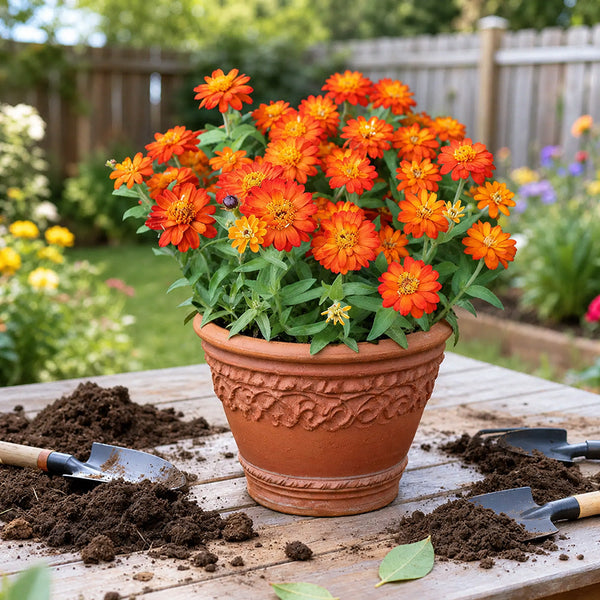 W1335 Double Zahara Fire Zinnia, 5 Seeds