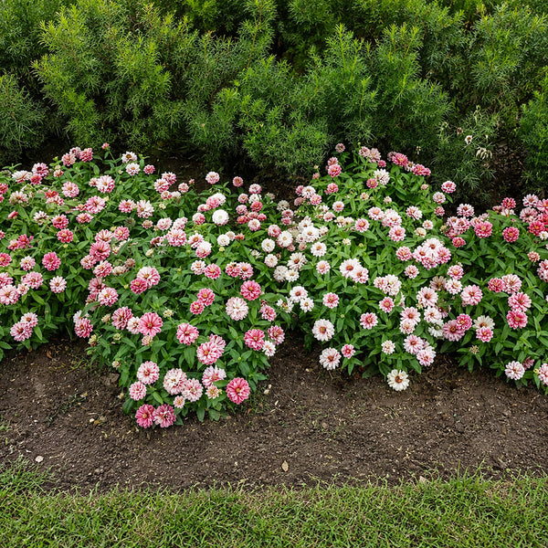 W1337 Double Zahara Raspberry Ripple Zinnia, 5 Seeds