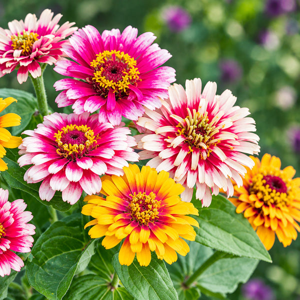 W1353 Candy Stripe Zinnia Mix, 100 Seeds