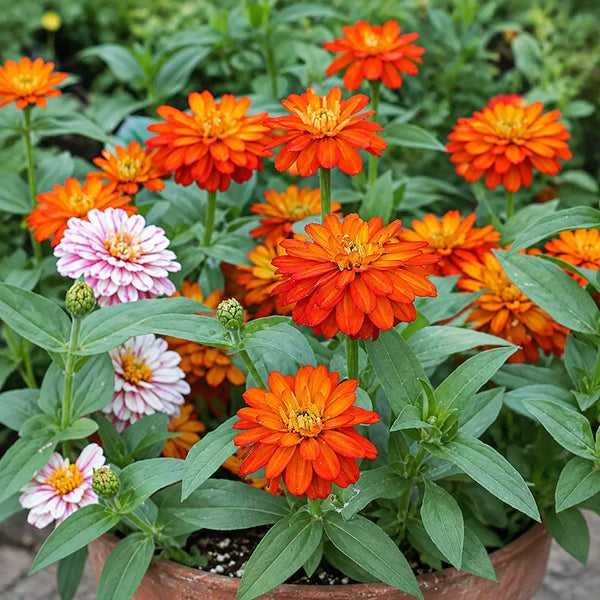 W1335 Double Zahara Fire Zinnia, 5 Seeds